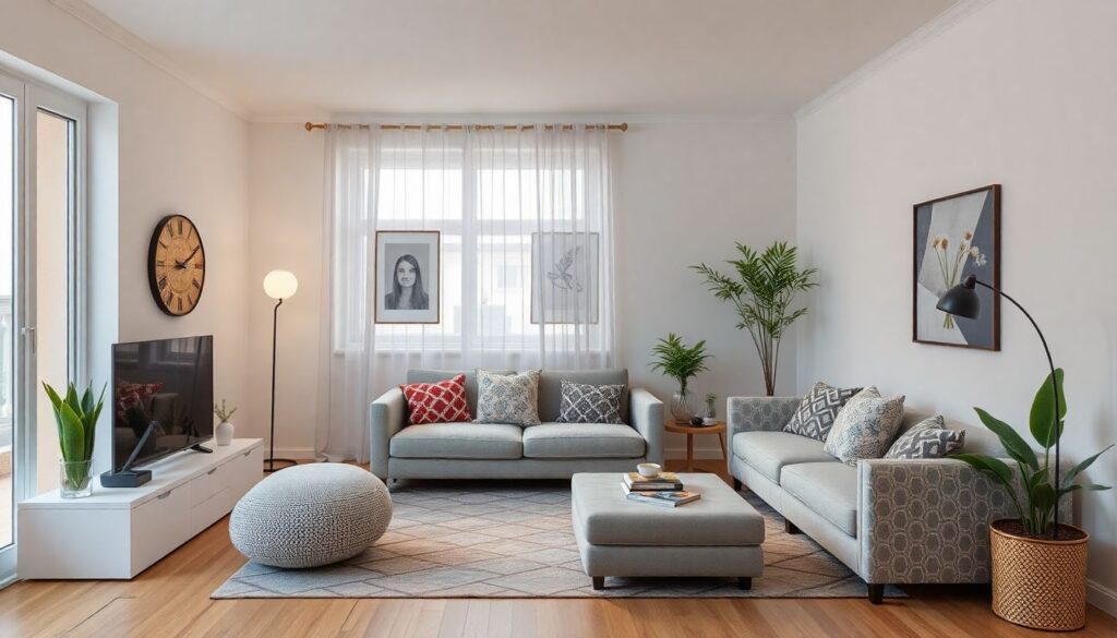 Идеи зонирования комнаты на спальню и гостиную - иллюстрация