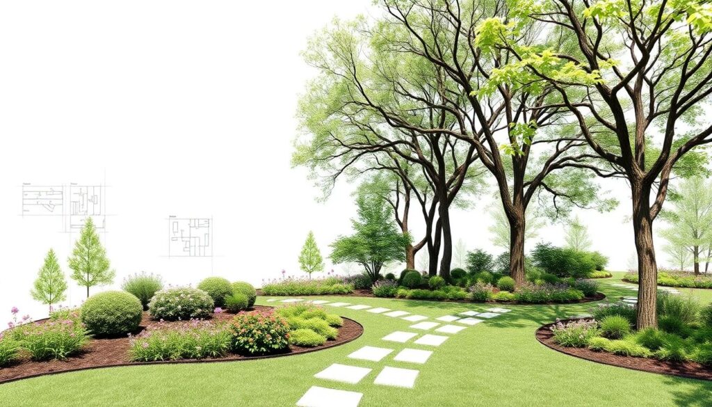 Состав и этапы разработки ландшафтного дизайн-проекта - иллюстрация