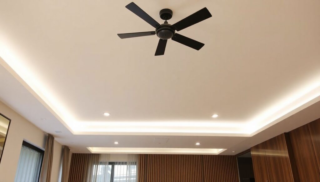 Монтаж двухуровневого потолка из гипсокартона с подсветкой - иллюстрация