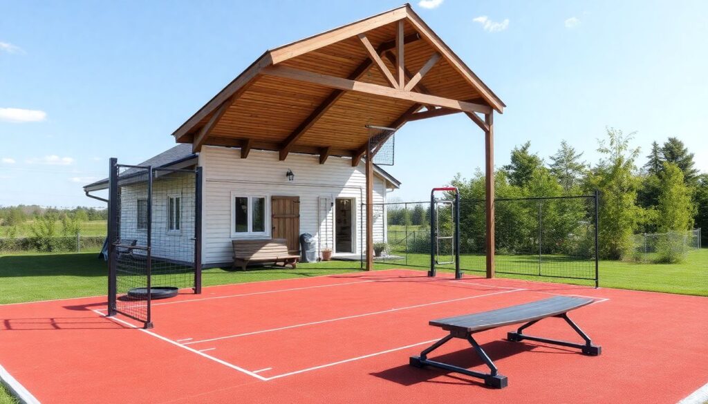 Обустройство спортивной площадки на загородном участке - иллюстрация