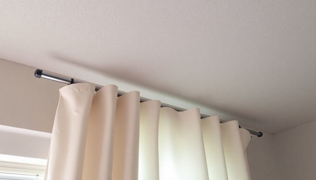 Скрытый карниз для штор в натяжном потолке: монтаж и подсветка - иллюстрация