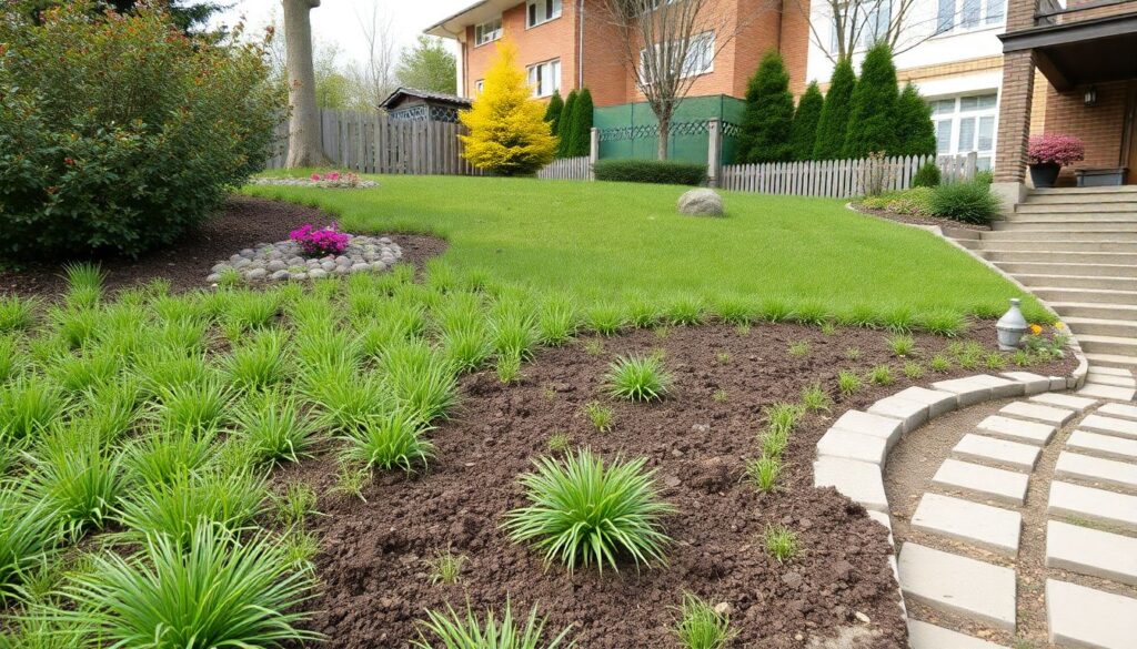 Устройство газона на склоне: как предотвратить сползание - иллюстрация