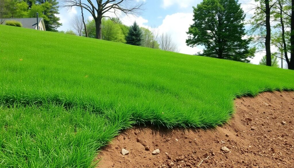 Устройство газона на склоне: как предотвратить сползание - иллюстрация