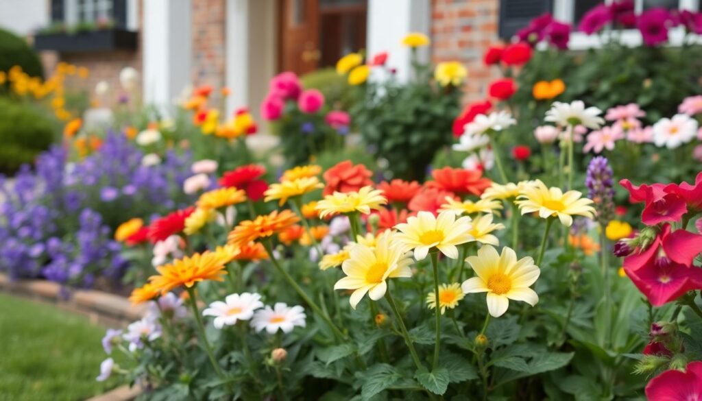 Идеи для цветника перед домом: от весны до осени - иллюстрация