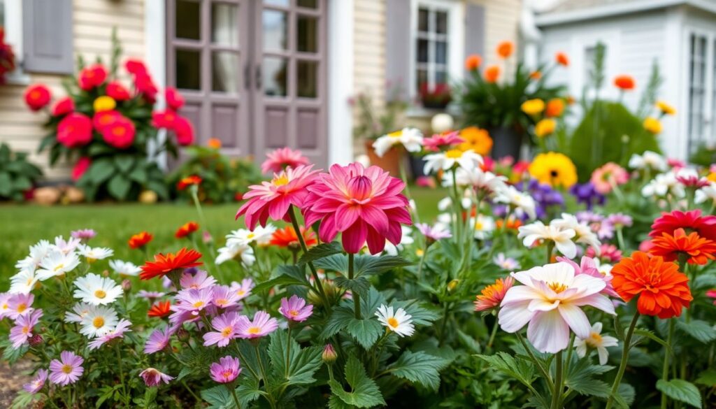 Идеи для цветника перед домом: от весны до осени - иллюстрация