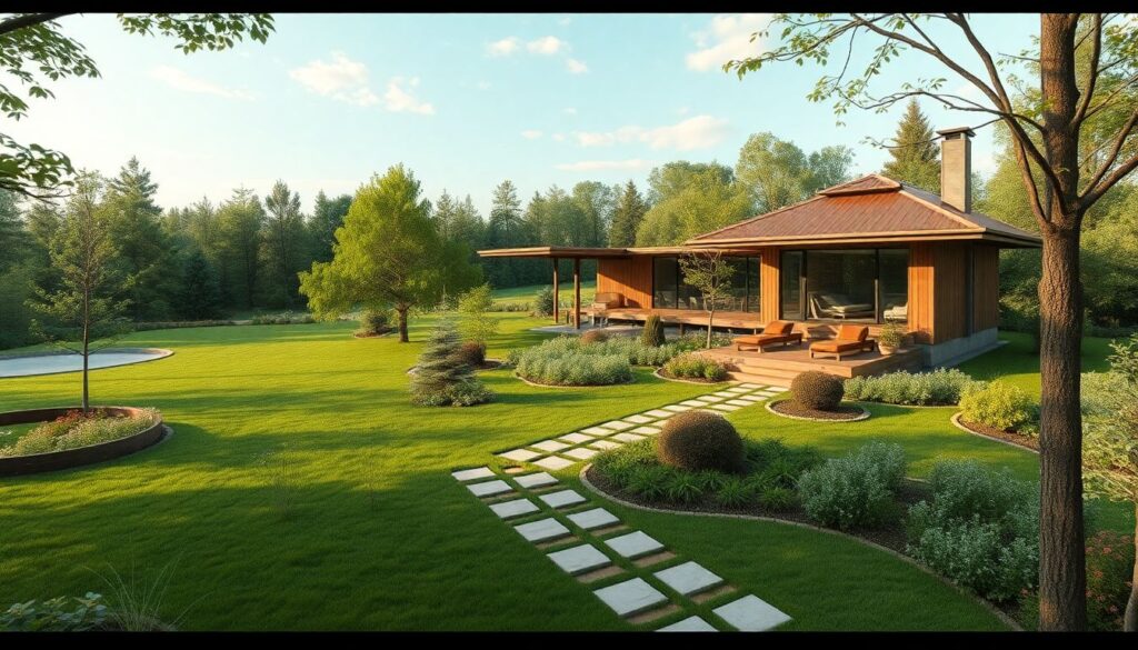 Ландшафтный дизайн участка 10 соток с домом и баней: план и фото - иллюстрация