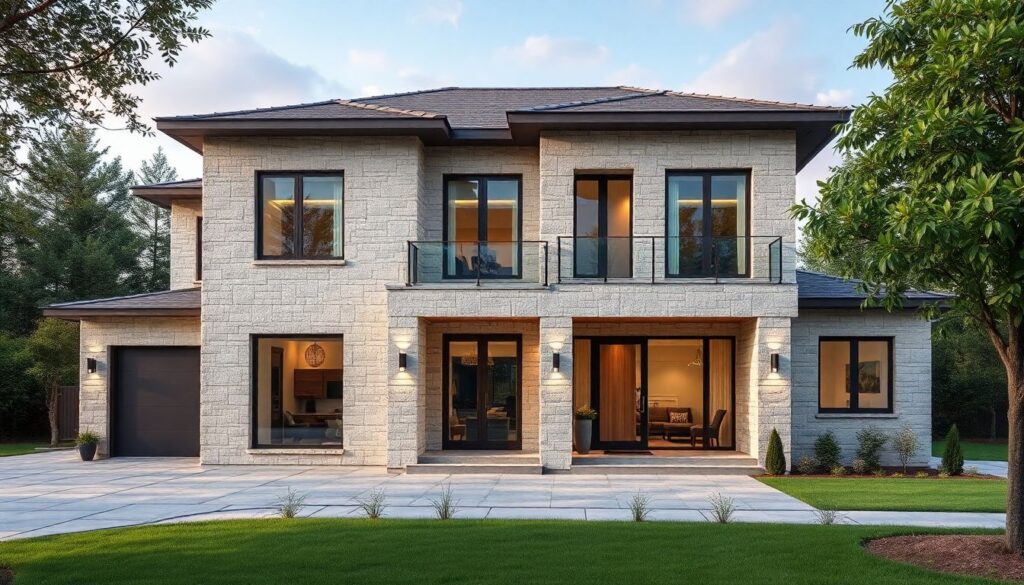 Отделка фасада дома искусственным камнем: технология монтажа - иллюстрация