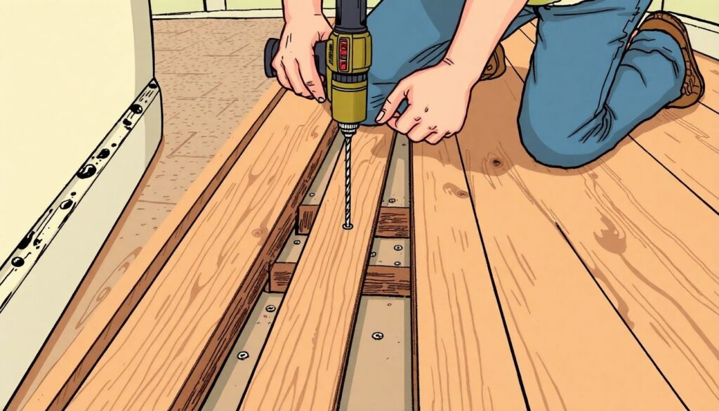 Как избавиться от скрипа деревянного пола, не вскрывая его - иллюстрация