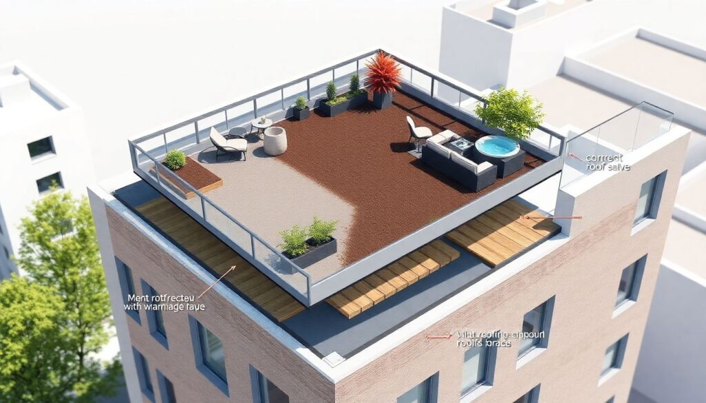 Проекты домов с эксплуатируемой кровлей: сад на крыше - иллюстрация