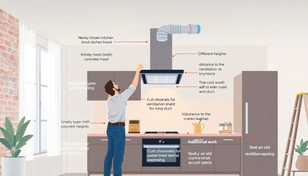 Как установить и подключить кухонную вытяжку к вентиляции - иллюстрация