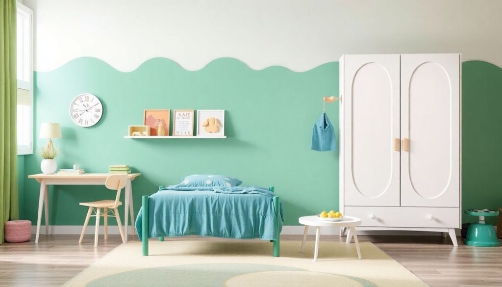 Дизайн комнаты для двух мальчиков разного возраста - иллюстрация