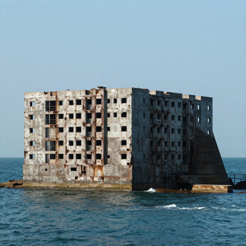 Хасима — бетонный город среди моря, опустевший после закрытия шахты